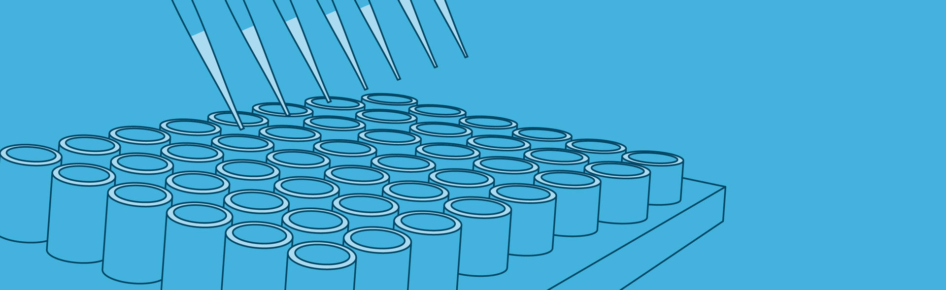 Illustrated multichannel pipette and test tubes.