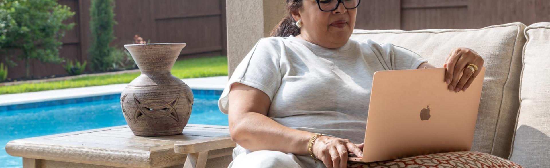 Woman looking at computer