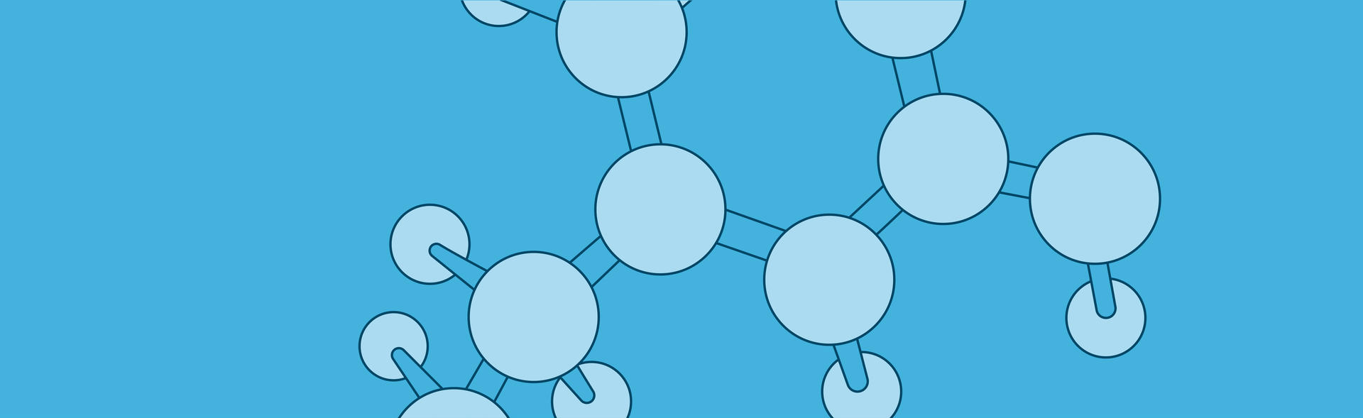 Illustrated close up of a molecule.