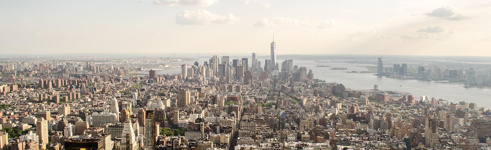 view of new york city manhatta looking south