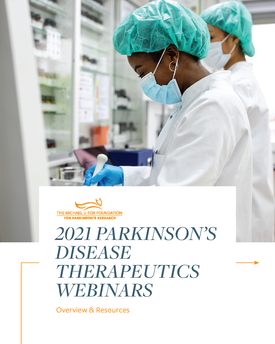 Cover image of 2021 Parkinson's Disease Therapeutics Webinar booklet