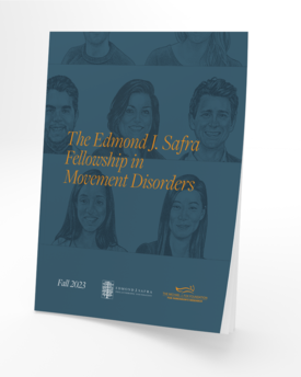 Cover image of the Edmond J. Safra Fellowship in Movement Disorders Publication featuring images of some of the Fellows.