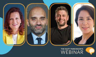 image of four panelists for a webinar on Parkinson's and gait